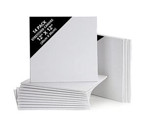 Belle Vous Confezione da 14 Tela per Dipingere - 30 x 30 cm - Pannelli Tela Pre-Tesa - Adatto per Pittura ad Olio e Acrilico, Anche per Bozze e Disegni