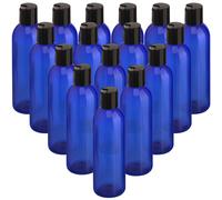 BELLE VOUS Confezione da 16 Contenitori Plastica Piccoli Blu - 240 ml - Contenitori Piccoli Campioncini Vuoti Plastica con Tappo a Strappo per Lozioni, Shampoo, Sapone per Il Corpo e Creme