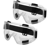 BELLE VOUS Confezione da 2 occhiali di sicurezza con lenti trasparenti, anti-appannamento e antigraffio, resistenti agli urti, regolabili e ventilati, per la protezione in laboratorio, smerigliatura e