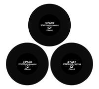 Belle Vous Confezione da 3 Tela Nera per Dipingere Rotonda - Tela per Dipingere 30cm - Tela Pittura Pre-Stirata - Set Tele per Dipingere Adatte per Pittura Acrilica, Olio, Schizzi e Disegni