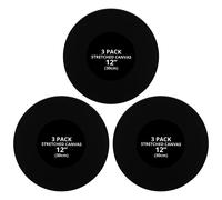 Belle Vous Confezione da 3 Tela Nera per Dipingere Rotonda - Tela per Dipingere 30cm - Tela Pittura Pre-Stirata - Set Tele per Dipingere Adatte per Pittura Acrilica, Olio, Schizzi e Disegni