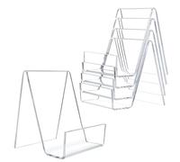 Belle Vous Confezione da 5 Porta Depliant in Plastica Acrilica Trasparente con Sporgenze - L7,5 x A10,5 cm - Porta Volantini, Menu, Volantini, Riviste, Porta Biglietti da Visita e Opuscoli