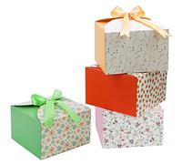 Belle Vous Confezione regalo vuota in cartone dentato con nastro, quadrato, 14,7 x 14,7 x 9,4 cm, scatola regalo per matrimonio, feste, saponi fatti a mano e caramelle