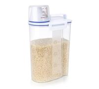 BELLE VOUS Contenitore per riso da 2 l, con misurino, dispenser ermetico in plastica, senza BPA, per cereali, riso, cereali, farina, cibo per animali domestici e alimenti secchi, organizzazione della