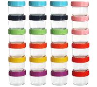 Belle Vous Contenitori Ermetici per Alimenti - 24 Barattoli Rotondi in Vetro con Coperchi in Plastica - Piccoli e Trasparenti da 100 ml - Adatti a Lavastoviglie Freezer e Microonde