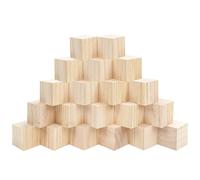 BELLE VOUS Cubi Legno 5x5 cm - 20 Cubetti di Legno da Decorare - Cubo in Pino Naturale Grezzo - Ideali per Fai da Te Artigianato Arte Puzzle e Numeri