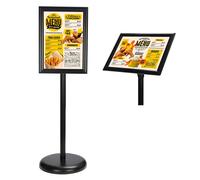 BELLE VOUS Espositore A4 Poster Board Nero - Espositori per Negozi Piedistallo in Alluminio - Espositore da Terra Porta Avvisi Verticale e Orizzontale per Matrimoni, Attività e Porta Menu Ristorante