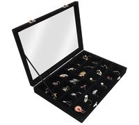 BELLE VOUS Espositore Gioielli 24 Sezioni in Velluto Nero e Coperchio in Vetro - Cofanetto Portagioie Donna per Cassetti - Porta Gioielli Donna Regolabile per Anelli, Collane, Bracciali ed Orecchini
