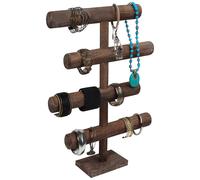 BELLE VOUS Espositori Collane Legno a 4 Livelli - 48 cm di altezza - Porta Collane, Bracciali, Orologi - Porta Collane da Tavolo con Barra a T