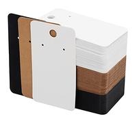 BELLE VOUS Etichette Cartoncino Porta Orecchini Espositore (Set da 150) - L8,9 x L 5 cm - Cartellini per Orecchini Neri, Bianchi e Marroni - Packaging Gioielli per Orecchini e Orecchini a Bottone