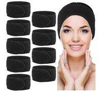 Belle Vous Fascia Capelli Skincare - 10x Fascia Capelli Donna per Trucco - Fascia Skincare Make Up - Protezione Capelli e Testa - Set Fasce per Spa Yoga Sport - Nero