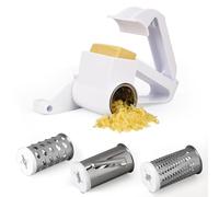 BELLE VOUS Grattugia Manuale per Formaggio - Mandolina Rotante Professionale - Rulli in Acciaio Inox per Pane Secco e Verdure - Grattuggia Alimenti a Manovella con Contenitore