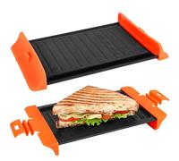 Belle Vous - Griglia per Forno a Microonde - Griglia Antiaderente per Tramezzini Panini Toast - Cottura Formaggio Carne Pesce - Lavabile in Lavastoviglie - Manici Arancioni