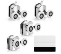 Belle Vous Kit 4 Rotelle per Box Doccia - Ruote in Lega di Zinco con Diametro 23 mm - Rotelline Porta Scorrevole Vetro - 2 Rulli Superiori e 2 Inferiori - Ricambi Bagno con Fissaggi e Spatola