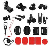 BELLE VOUS Kit Accessori Action Cam Universali - Kit di Montaggio 20 in 1 Compatibili con le Action Camera Sportive Universali - Supporto Casco Action Cam Adesivi e Fibbia con Gancio a J
