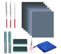BELLE VOUS Kit Lucidatura Resina Epossidica (15pz) - Kit Gioielli Resina per Principianti che Include Blocchi Abrasivi Lime e Strumenti, Carta Abrasiva, Panno e Forbici - Per Creazione di Gioielli