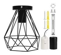 Belle Vous Lampadario a Plafoniera - Plafoniera con Gabbia Metallica Nera - Lampada da Appartamento - Adatta a Cucina Soggiorno Zona Notte - per Sala da Pranzo