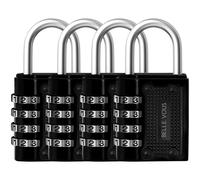 Belle Vous Lucchetto Combinazione 4 Cifre (x4) - Lucchetto Antiscasso da 4,8 x 4 x 1,6 cm - Lucchetto Sicurezza Resistente all’Acqua per Lucchetto Moto, Lucchetto Serranda e Lucchetto Armadietto