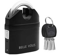 Belle Vous Lucchetto con Allarme Antifurto da 110 Db - Lucchetto Antiscasso Nero con 3 Chiavi - Lucchetto Chiave Resistente alle Intemperie - Lucchetto Impermeabile Sensore di Movimento ad Alto Suono