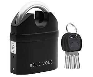 BELLE VOUS Lucchetto con Allarme Sonoro da 110 dB - Lucchetto Antiscasso Antifurto con 3 Chiavi - Impermeabile con Sensore di Movimento - Nero