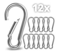 Belle Vous Moschettone Acciaio Inox M6 a Scatto (Set da 12) - 6 cm - Moschettoni