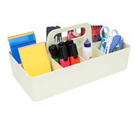 BELLE VOUS Organizzatore Scrivania in Plastica Bianca con Maniglia - 17 x 33 x 8