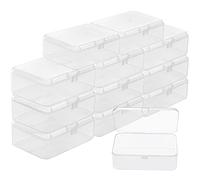 BELLE VOUS Piccola scatola portaoggetti in plastica trasparente con coperchio a cerniera (set di 12) - L9 x L6 x H3,3 cm - Mini scatola portaoggetti in plastica per pillole, perle, gioielli e