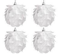 BELLE VOUS Pigna per Albero di Natale - Set da 4 Pigne - Decorazioni Natalizie - Pigne Bianche Natalizie per Ghirlande Regali - Addobbi Albero di Natale da Appendere
