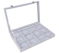 Belle Vous Porta Orecchini Espositore Gioielli in Velluto Grigio con 12 Slots e
