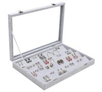 Belle Vous Porta Orecchini Espositore Gioielli in Velluto Grigio con 40 Slots e