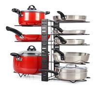 BELLE VOUS Porta Pentole e Padelle a 8 Livelli - Organizzatore per Coperchi con Supporto Regolabile - Divisori da Mobile Interno per Cucina o Dispensa - Accessori per la Casa