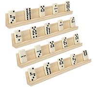 BELLE VOUS Porta Tessere Domino Legno (Set da 4) - 33,6 x 2,8 x 4,7 cm - Vassoi Professionali per Domino Gioco da Tavolo - Reggi Tessere Domino di Legno per Trenino Messicano, Mahjong e Giochi