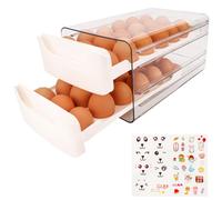 Belle Vous Porta Uova Plastica Trasparente a Due Livelli - Porta Uova Frigo Scorrimento con Coperchio per Cucina - Dispenser Uova da Frigo - Può Contenere Fino a 36 Uova