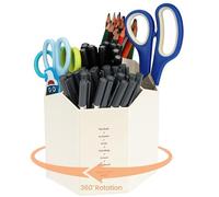 Belle Vous Portapenne Bianco in Plastica con 5 Scomparti - Organizer Girevole a 360 Gradi Multifunzionale per Trucchi, Cancelleria, Articoli da Ufficio e Altro