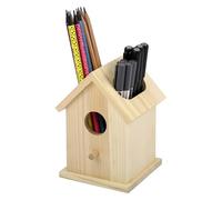 BELLE VOUS Portapenne da Scrivania - Porta Penne e Matite in Legno - Organizer per Ufficio a Forma di Casetta per Uccelli - Accessori Portamatite - Contenitore Trucchi Cosmetici