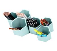 BELLE VOUS Portapenne Esagonali - Porta Penne Scrivania - Organizer Cancelleria 6x Scomparti Componibili - Porta Matite e Colori per Scrivania o Parete - Porta Pennarelli Bambini