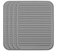 Belle Vous Presine da Cucina - Tappetino Silicone Cucina Sottopentola - 4x Presine Silicone da Cucina Proteggi Pentole - Kit Poggia Pentole Calde e Sotto Pentola - Grigio