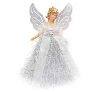 Belle Vous Puntale Angelo Argento per Albero di Natale - 20,5 x 8,2 cm in Plastica - Decorazioni Natalizie Argentate, Ornamenti e Festività