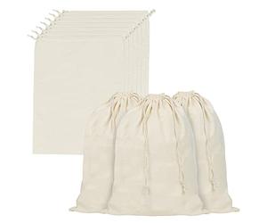 BELLE VOUS Sacchetti Mussola Con Coulisse (Set da 10) - Cotone per Alimenti L30 x A40 cm - Tessuto Vegetale Riutilizzabile, Biodegradabile ed Ecologico