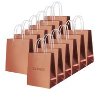 Belle Vous Sacchetti Regalo Carta Stagnola Oro Rosa con Manici Intrecciati