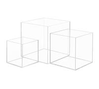 BELLE VOUS Scatola Acrilico Trasparente Cubo Trasparente (Set da 3) - 3 Cubi Portaoggetti Vetrina Espositiva per Collezionismo - Cubo Plexi Antipolvere per Giocattoli, Action Figure, Giocattoli