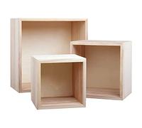 BELLE VOUS Scatola Legno Quadrata Grezza (3pz) - Scatole Legno Portaoggetti Piccola, Media, Grande - Scatole Porta Oggetti per Decorazioni Casa, Oggetti da Collezione, Piante Grasse e Fai da Te