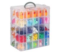 BELLE VOUS Scatola Organizer Lego e Piccole Bambole - Scatola Porta Perline Orecchini e Mollette Capelli - Casellario Porta Oggetti - Portaminuterie con Scomparti a 5 Livelli Impilabili