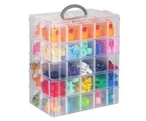 BELLE VOUS Scatola Organizer Lego e Piccole Bambole - Scatola Porta Perline Orecchini e Mollette Capelli - Casellario Porta Oggetti - Portaminuterie con Scomparti a 5 Livelli Impilabili