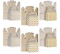 Belle Vous Scatola Regalo con Coperchio Bianco e Oro (36pz) - 16 x 11,5 x 9 cm - Scatola per Regalo a Righe e a Pois - Scatole Cartone Regalo per Feste, Matrimoni, Cibo e Compleanni