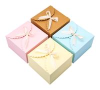 Belle Vous Scatola regalo vuota quadrata pastello e smerlato con nastro (set di 20) - 15 x 15 x 9 cm - piccola scatola regalo di cartone, regalo di nozze, feste, saponi fatti a mano e caramelle