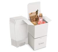 Belle Vous Scatole Regalo Cartone Bianche (50pz) - Scatole Bianche con Coperchio da 7,5 x 7,5 x 7,5 cm - Scatoline Portaconfetti e Bomboniere Facile Assemblaggio per Feste, Compleanni, Matrimonio