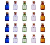 BELLE VOUS Set 20pz Barattolini Vetro Piccoli con Tappo Sughero 2 ml - Bottigliette in 5 Colori - per Bomboniere, Arte e Fai da Te - Barattoli Porta Spezie