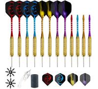 BELLE VOUS Set da 12 Freccette Professionali con Punta in Metallo - Freccette Punta Acciaio da 18g con Astine, Alette e Protezioni in Alluminio Colorato - Kit per Freccette Bersaglio - 4 Colori