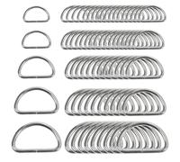 BELLE VOUS Set da 120 Anelli per Borse a D in Metallo Argentato - Ganci per Borse Assortiti Semicircolari in Nichel - Fibbia Zaino ad Anello Non Saldata - Anello D Metallo per Tracolla, Borsa, Zaino